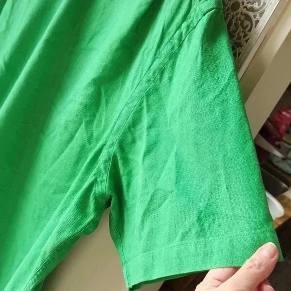 Vtg Polo Ralph Lauren linen blend short sleeve shirt Kelly Green Sz L - Picture 13 of 13